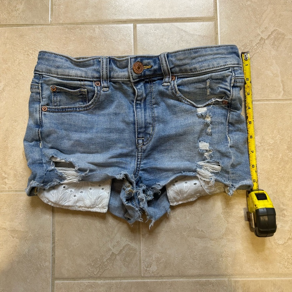 American Eagle Outfitters Light Blue Distressed Jean Shorts